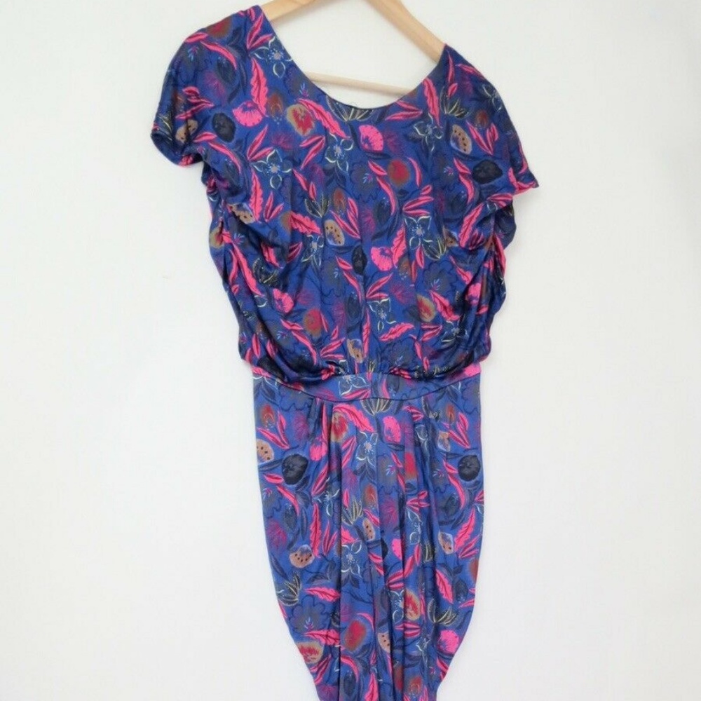 Saloni apsara blue jersey floral drapy midi jersey